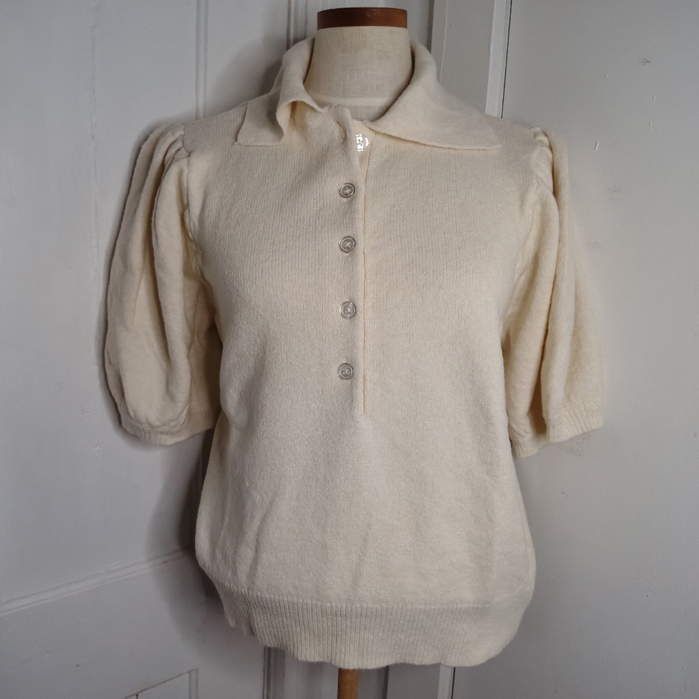 NWT Worthington Womens Collared Short Puff Sleeve Pullover Sweater Size XXL